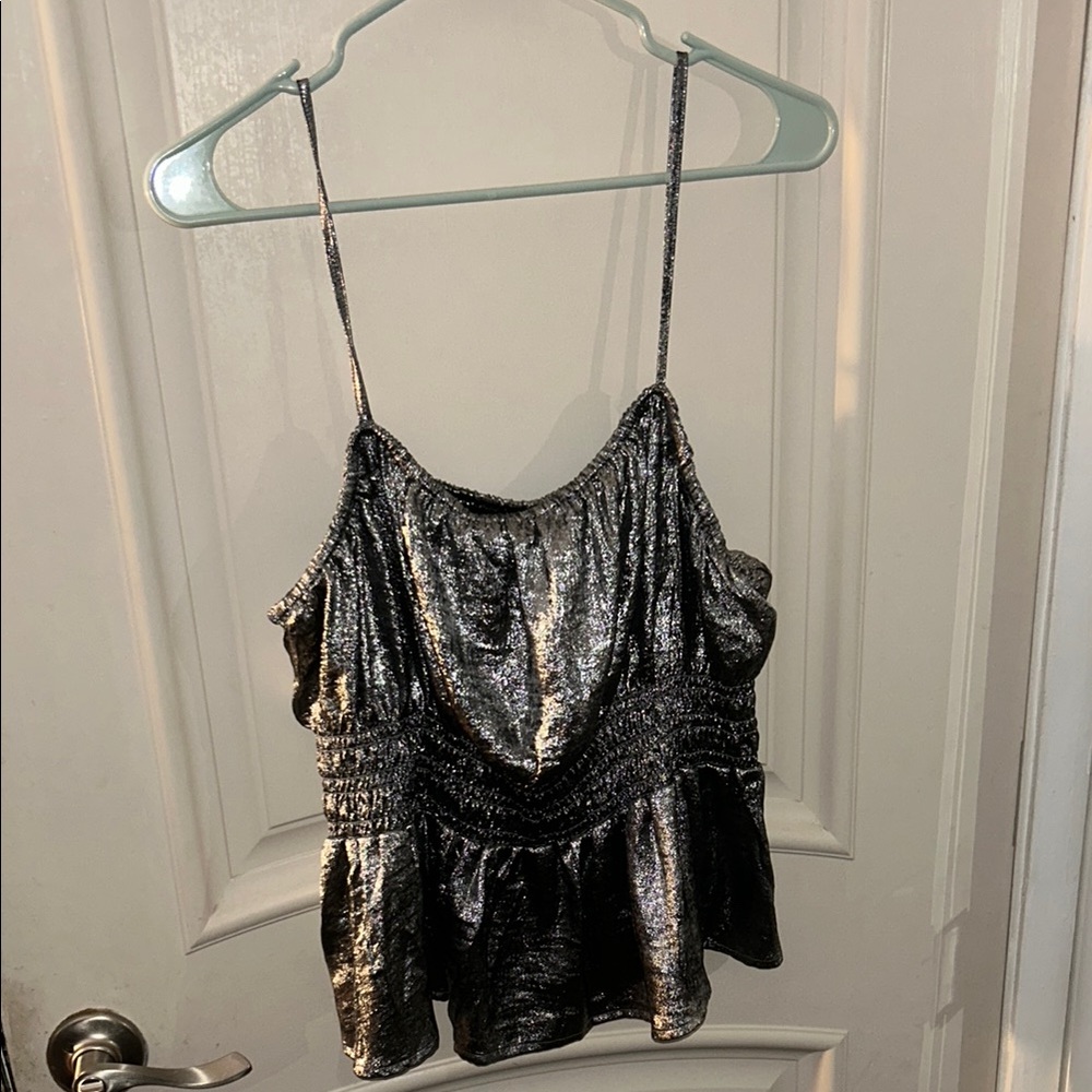 Old Navy Silver Ruffled Camisole Top